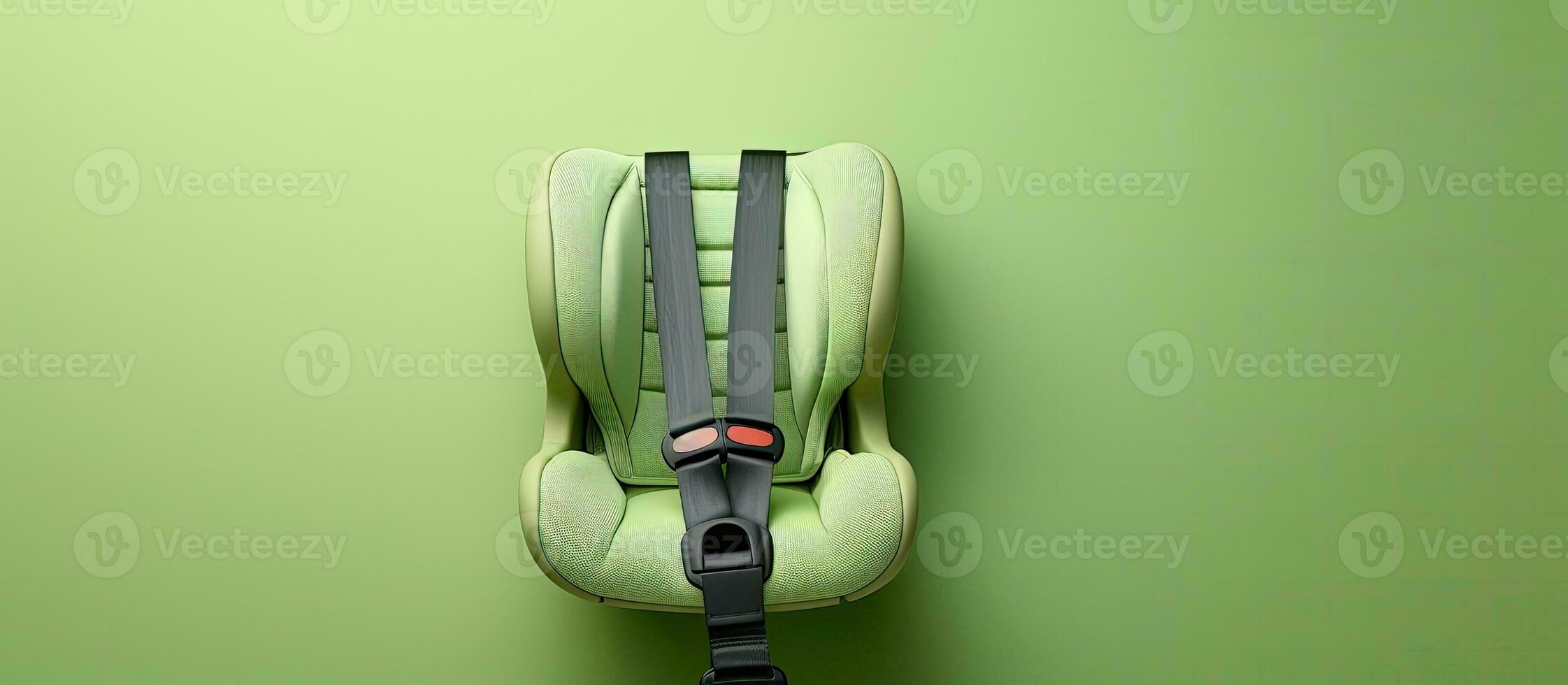 en barnets bil sittplats hängande på en grön vägg skapas med generativ ai teknologi foto