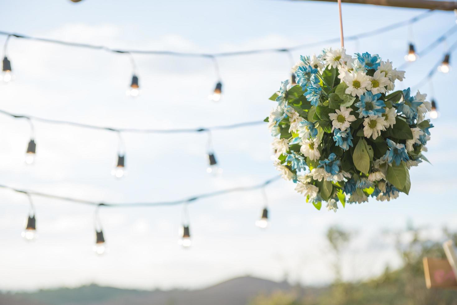 bröllop bakgrund med blomma och bröllop dekoration foto