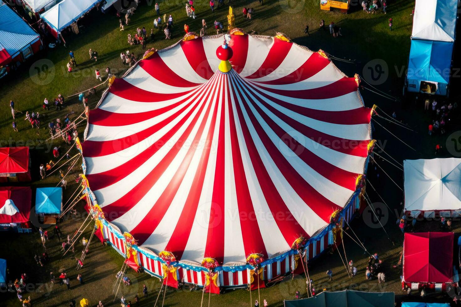 färgrik cirkus tält tak generativ ai foto