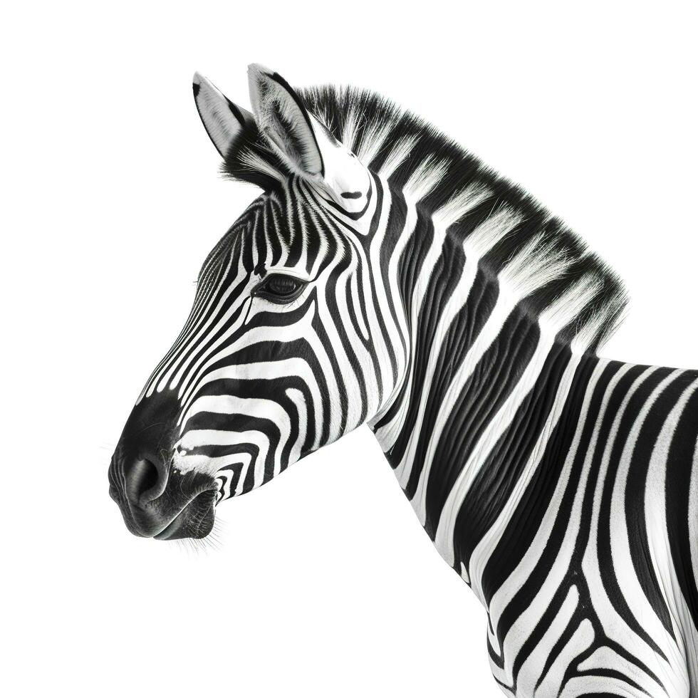 zebra isolerat på vit bakgrund, generera ai foto