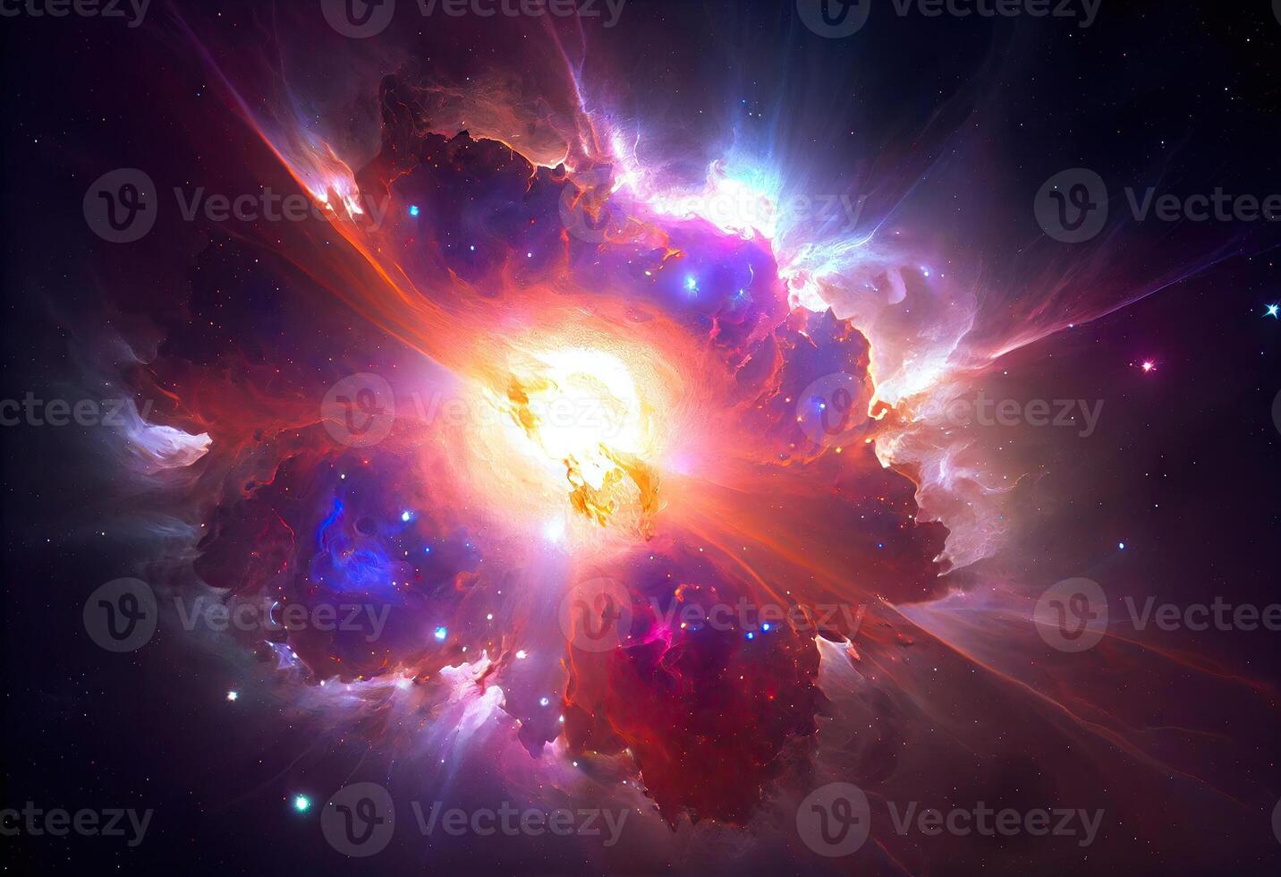 kreativ abstrakt partiklar bakgrund. Plats nebulosa Start brista. ai genererad foto