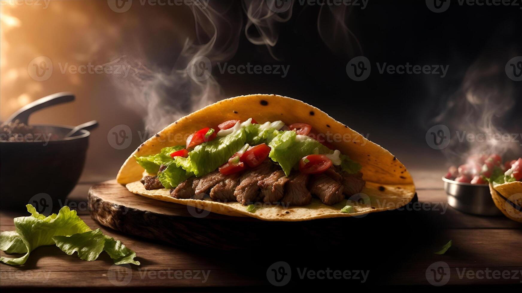 hemlagad amerikan mjuk skal nötkött tacos. ai genererad foto