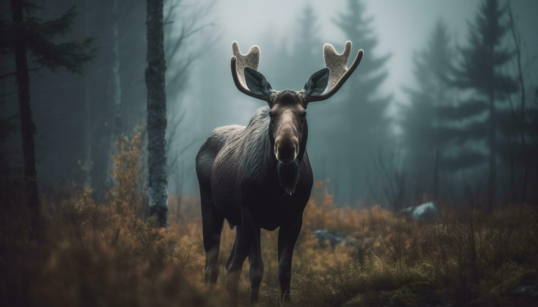 majestätisk sven stående i lugn skog äng generativ ai foto