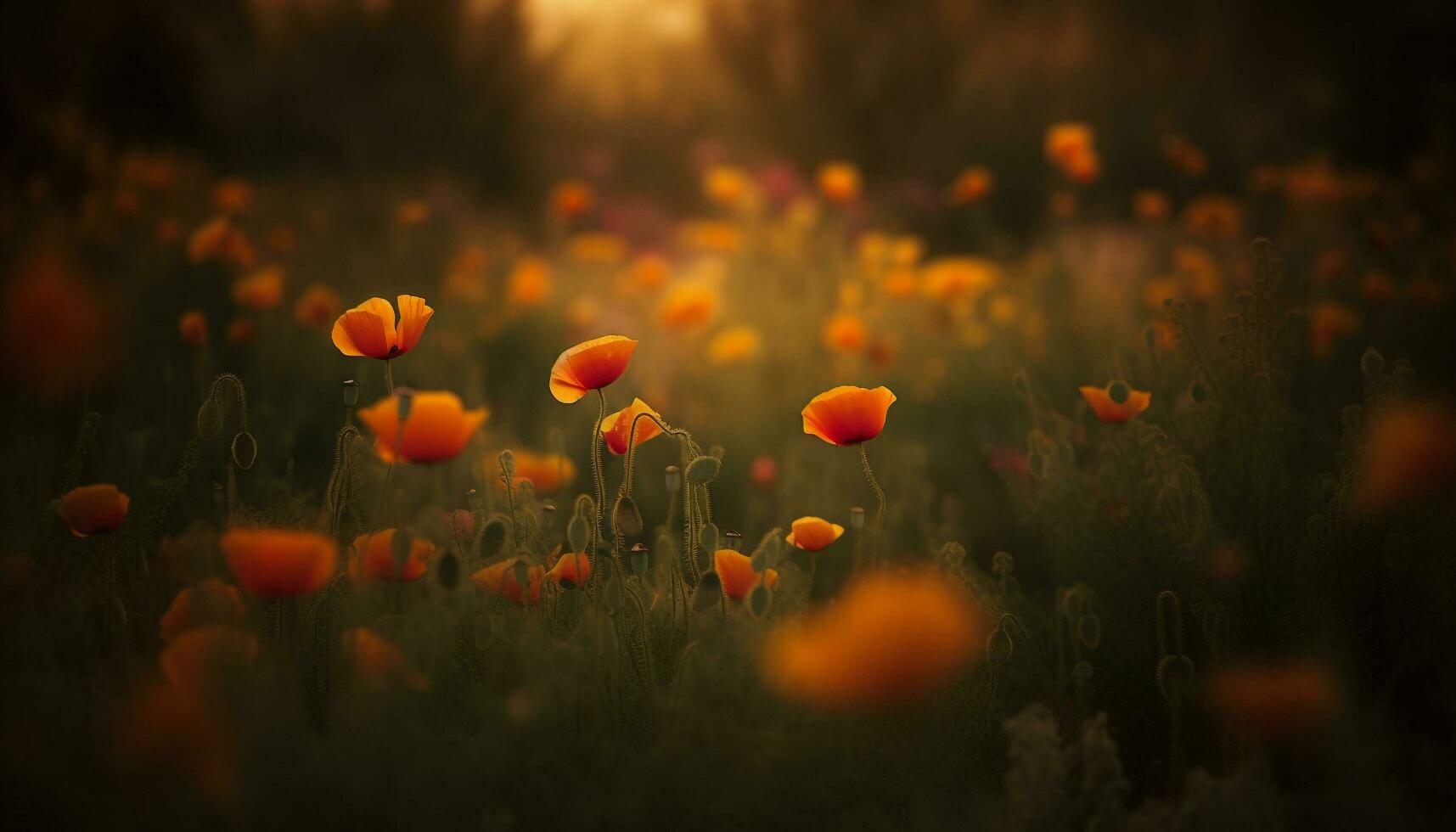 vibrerande vild blomma äng ställer ut skönhet i natur färgrik landskap genererad förbi ai foto