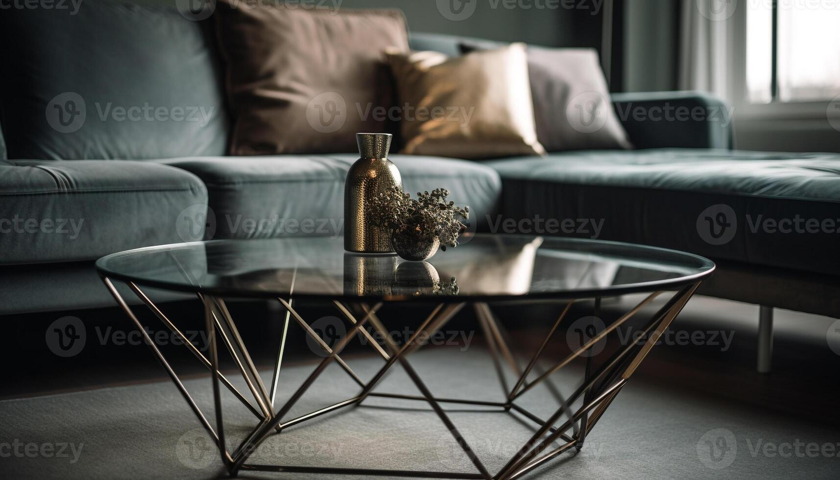 modern lyx levande rum med bekväm soffa och elegant design genererad förbi ai foto