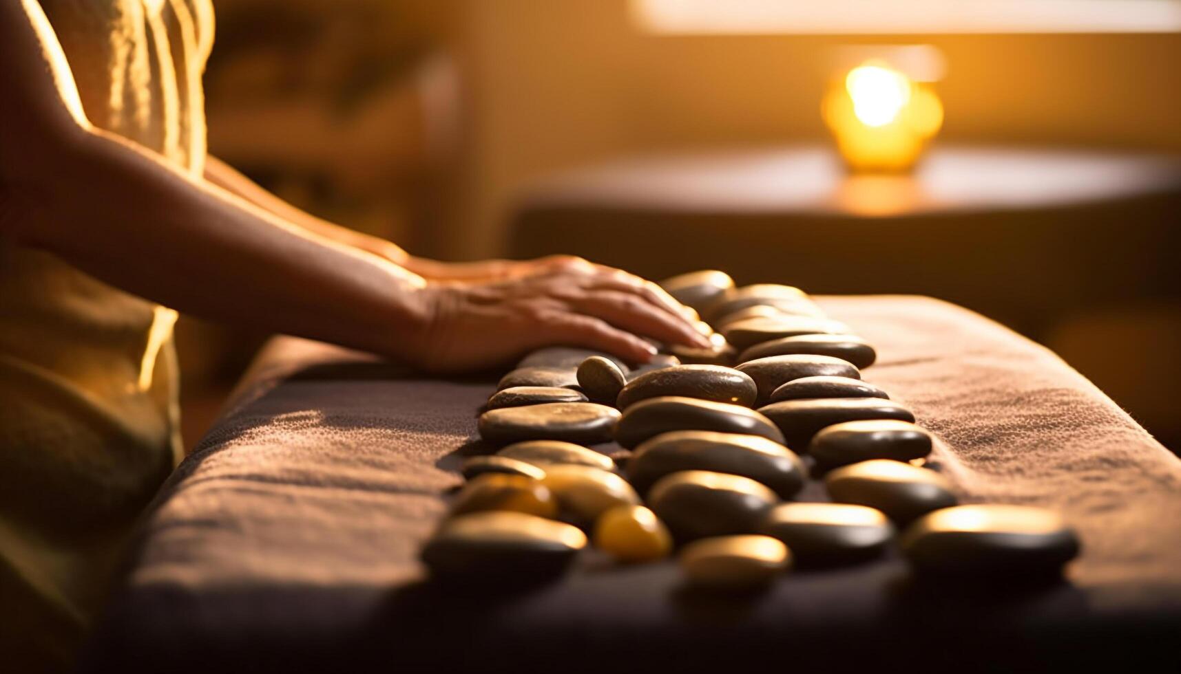 en kvinna ägnar sig åt i bortskämd, njuter en spa behandling inomhus genererad förbi ai foto