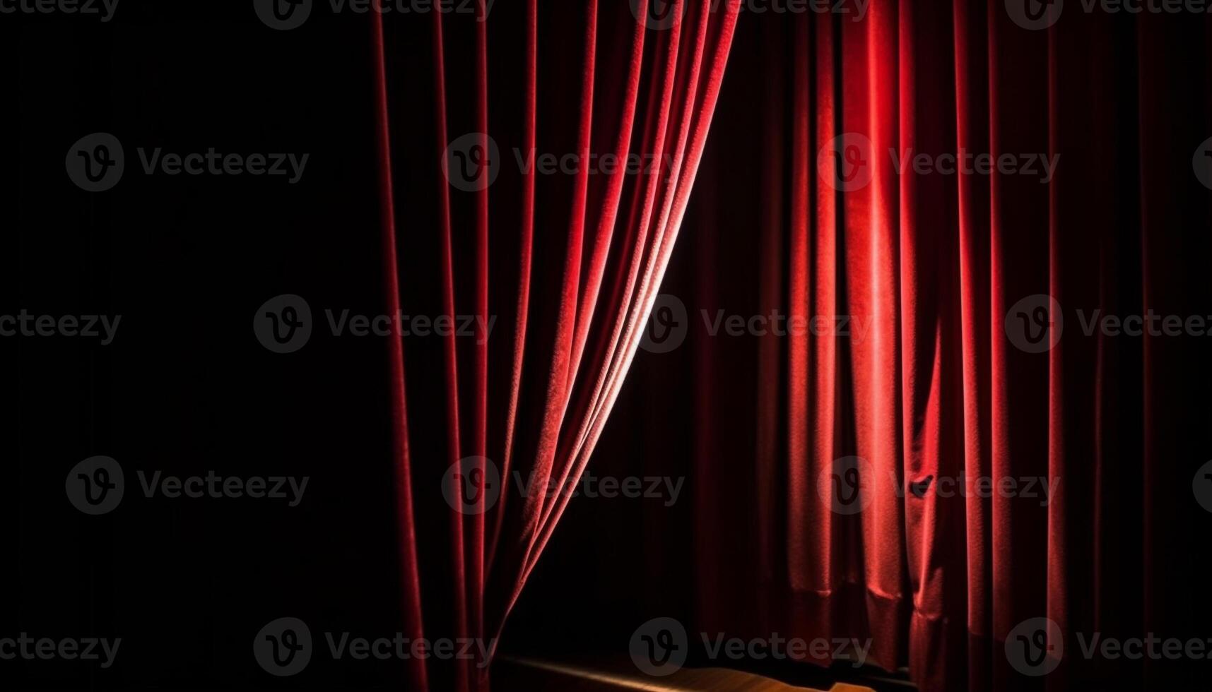 sammet ridå draperier skede teater för en lysande prestanda händelse genererad förbi ai foto