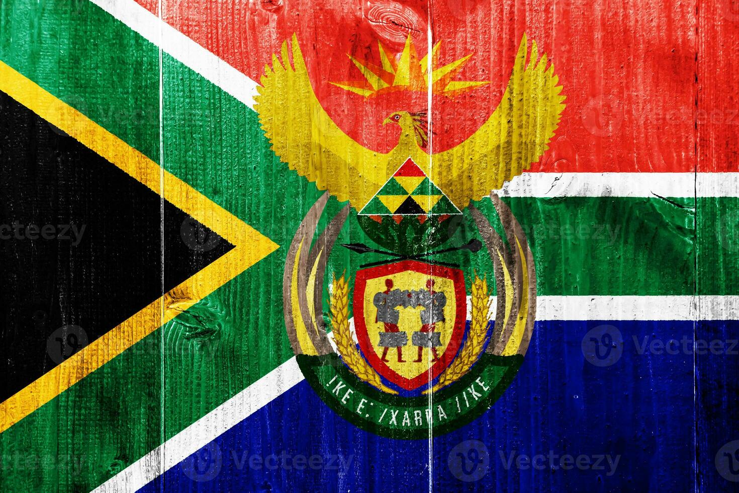 flagga av republik av söder afrika på en texturerad bakgrund. begrepp collage. foto
