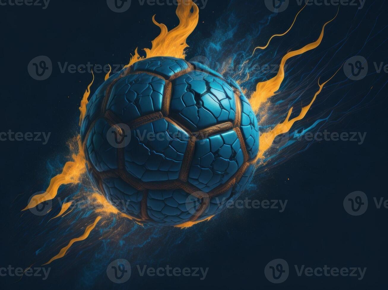 fotboll boll brand flamma flygande. ai genererad foto