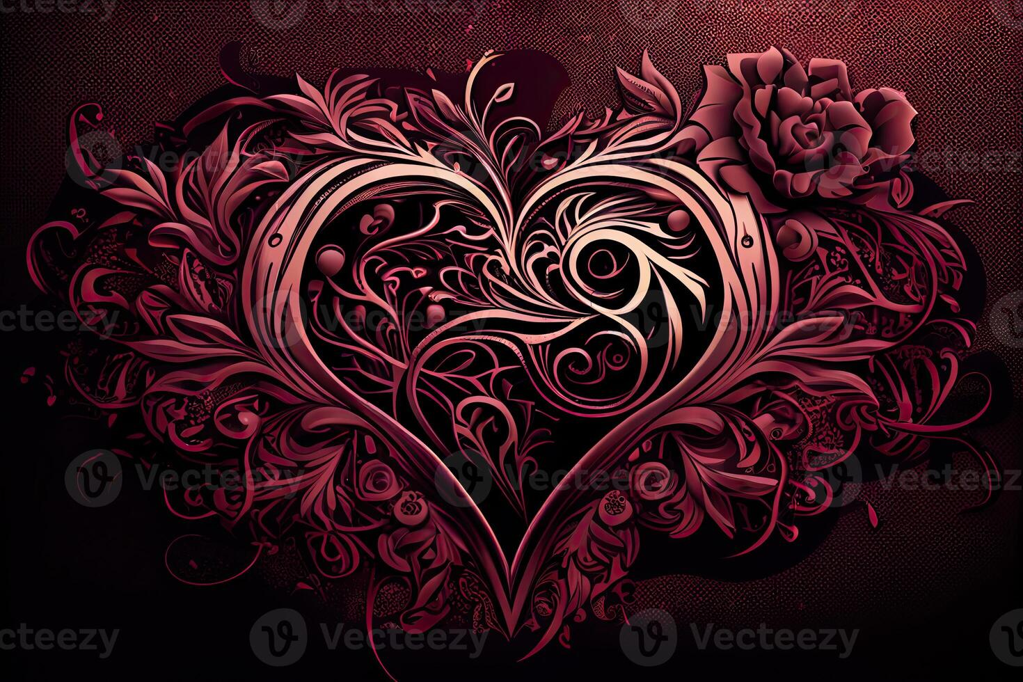 st valentines dag bakgrund dekorerad rosa röd bakgrund, generativ ai design foto