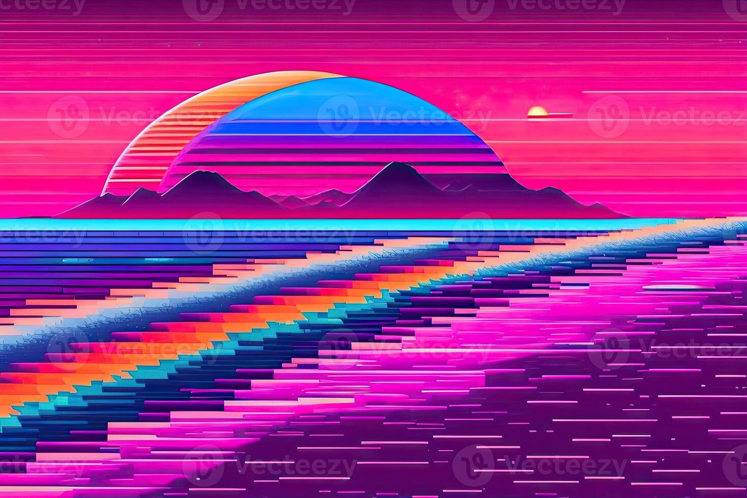 lila retrowave abstrakt bakgrund design generativ ai foto