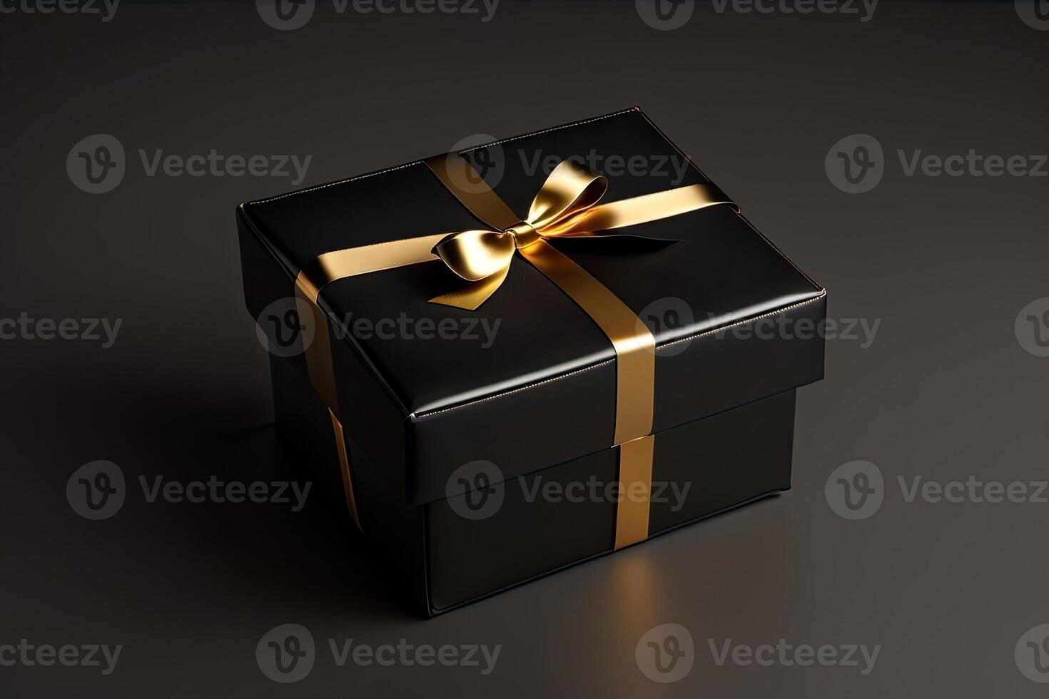 topp se av gåva låda i svart förpackning generativ ai foto