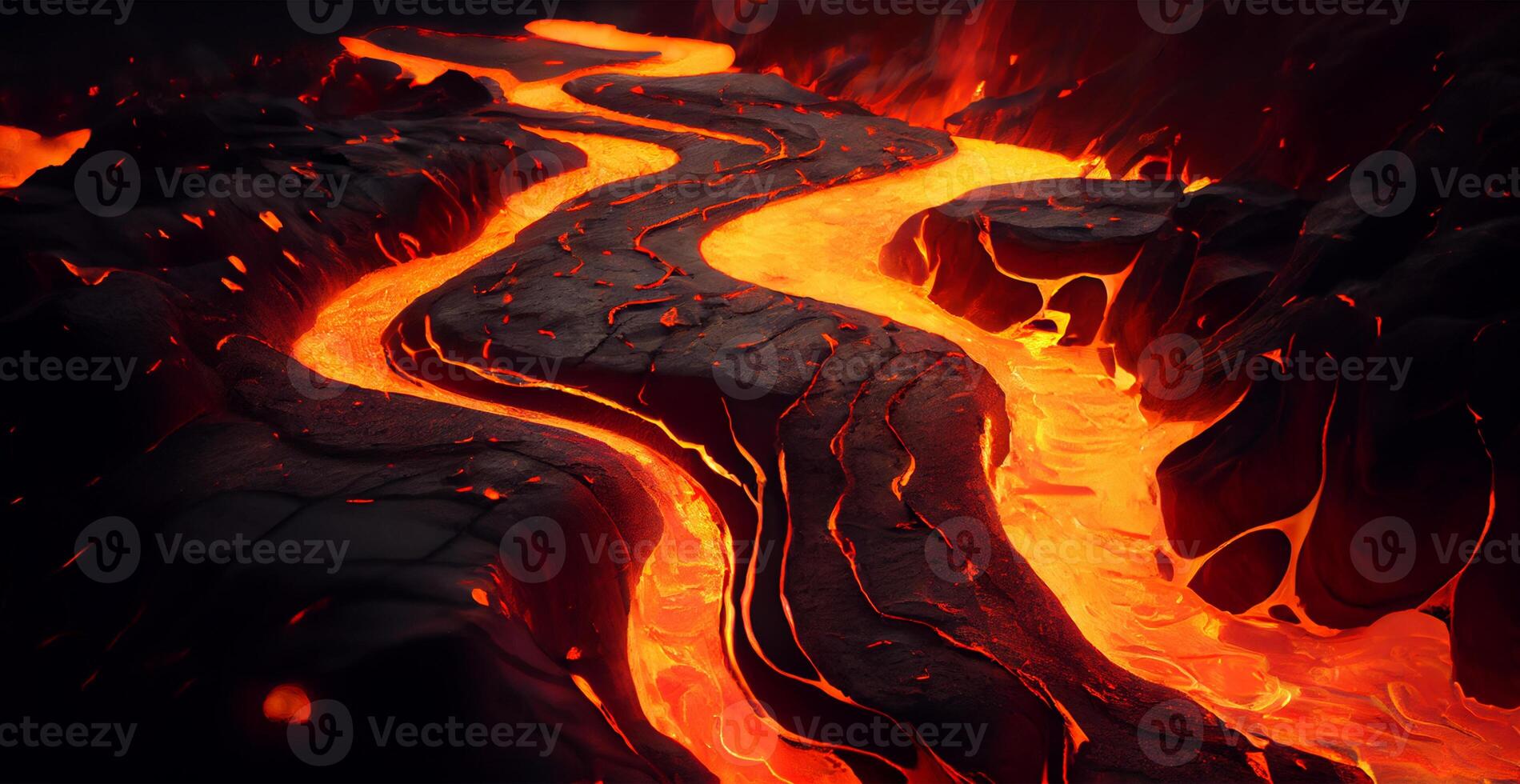 smält lava eller magma från en vulkan - ai genererad bild foto