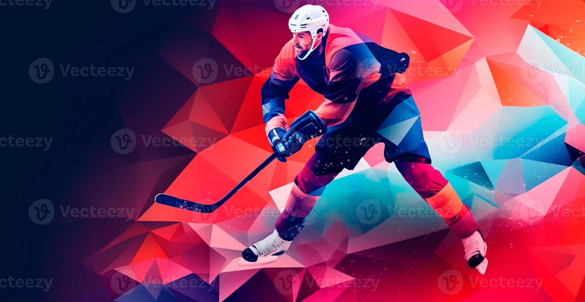 abstrakt panorama- hockey bakgrund, mönster, triangel- mosaik, stiliserade polygonal mönster - ai genererad bild foto