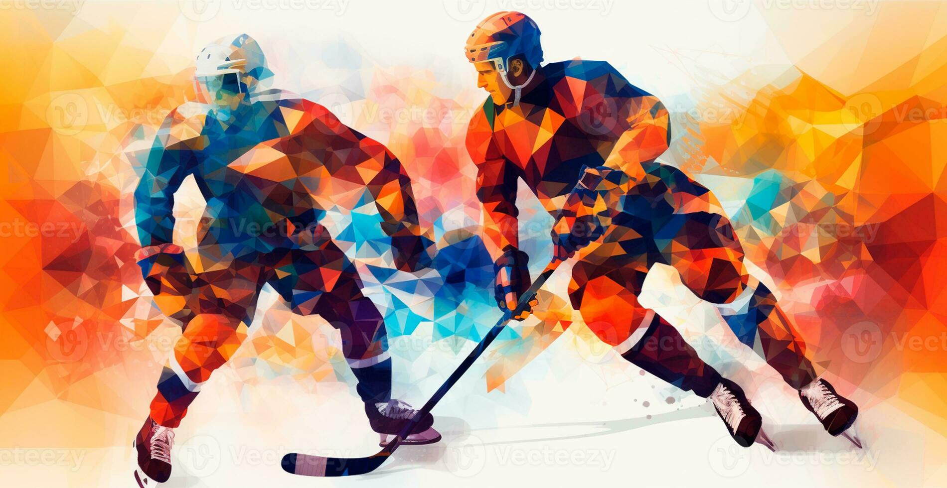 abstrakt panorama- hockey bakgrund, mönster, triangel- mosaik, stiliserade polygonal mönster - ai genererad bild foto