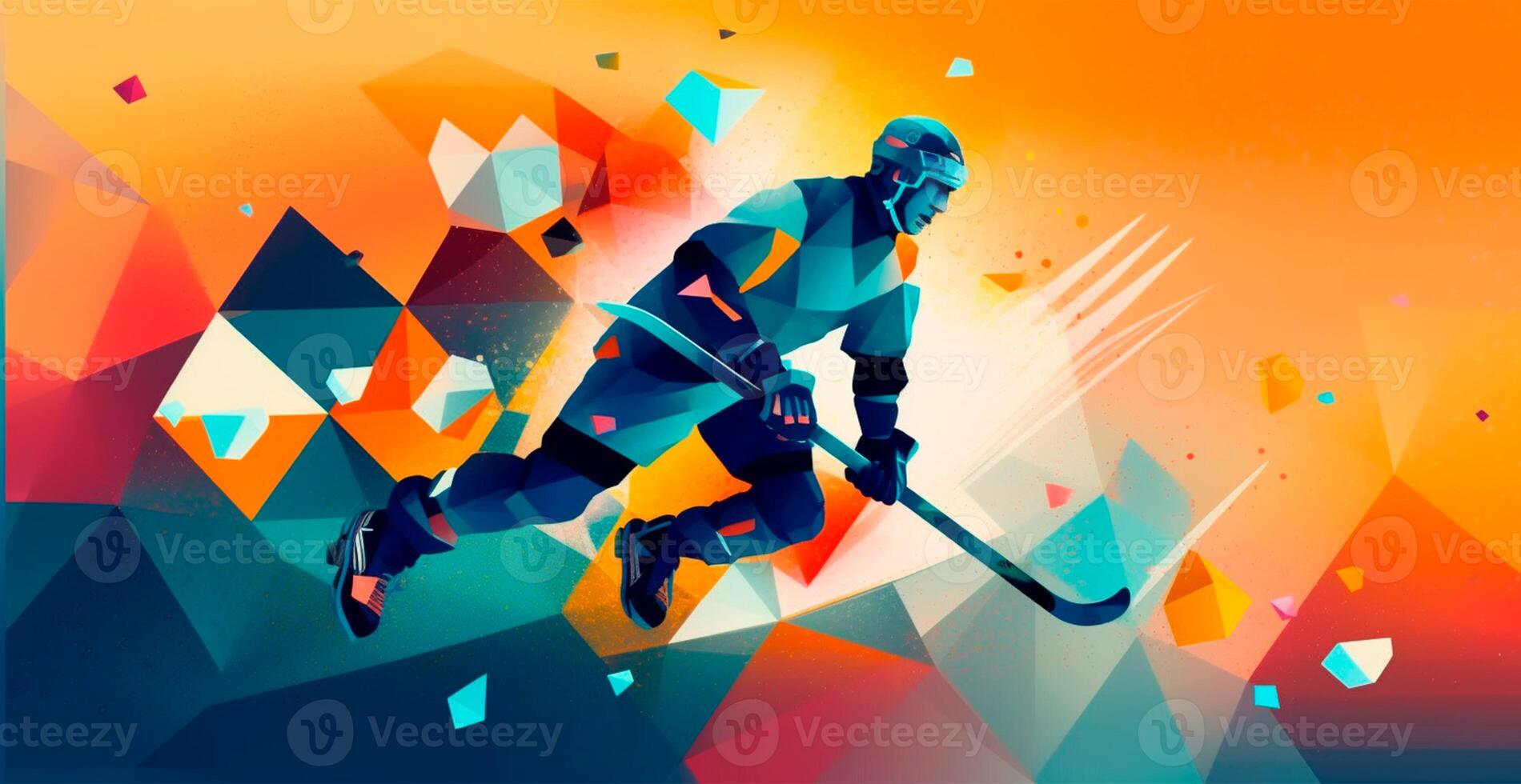 abstrakt panorama- hockey bakgrund, mönster, triangel- mosaik, stiliserade polygonal mönster - ai genererad bild foto