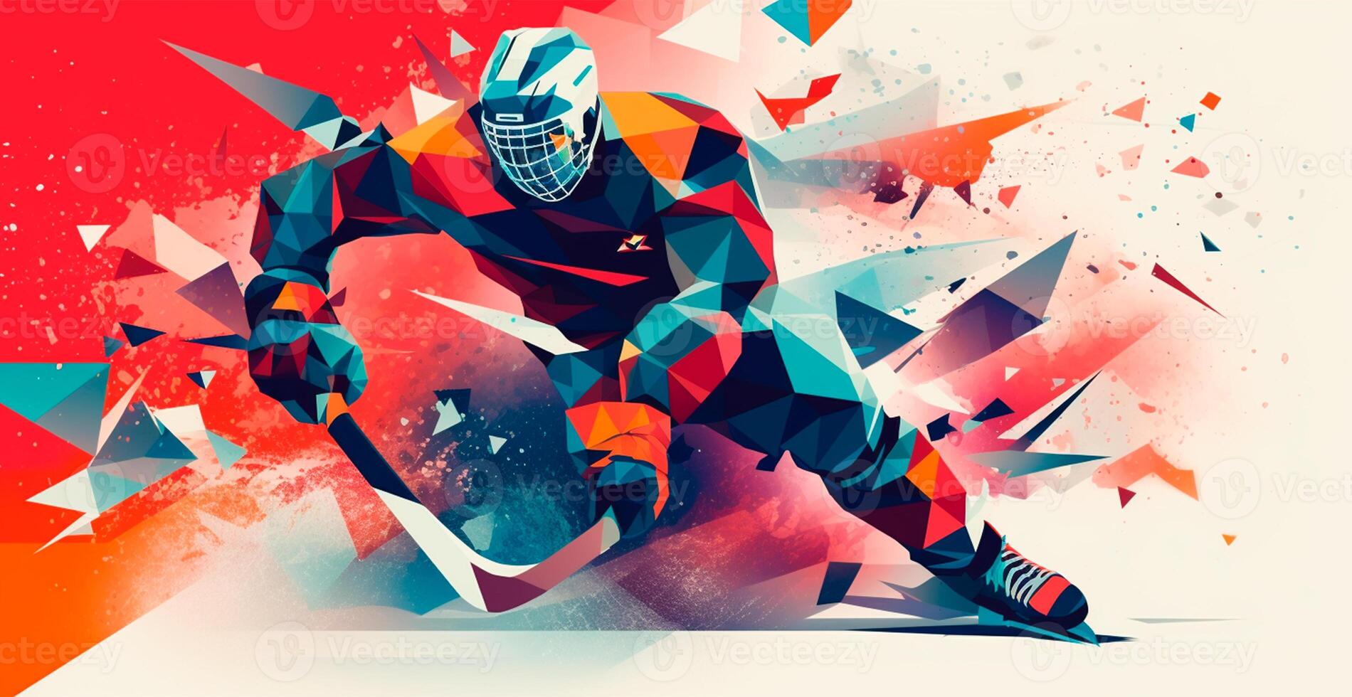 abstrakt panorama- hockey bakgrund, mönster, triangel- mosaik, stiliserade polygonal mönster - ai genererad bild foto