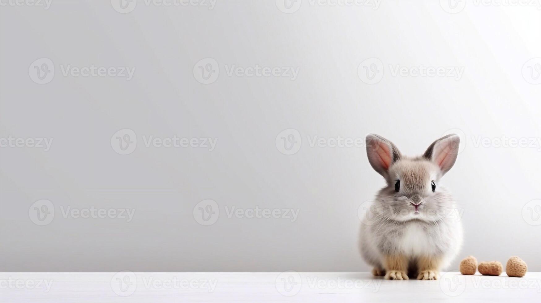 söt liten kanin Sammanträde på de golv - generativ ai foto