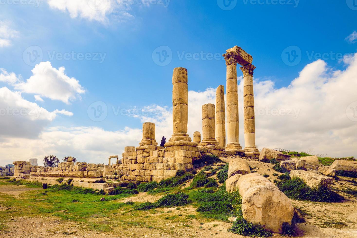 Hercules tempel på Amman citadellet i Jordanien foto