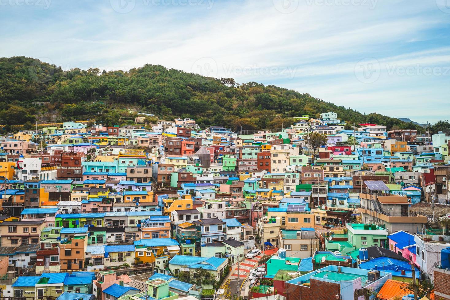 berömd attraktion gamcheon kulturby på Busan i Sydkorea foto