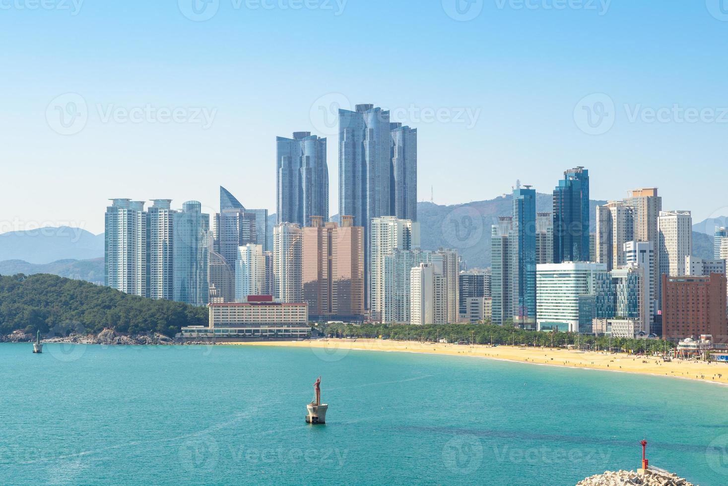 haeundae beach och resorts i Busan i Sydkorea foto