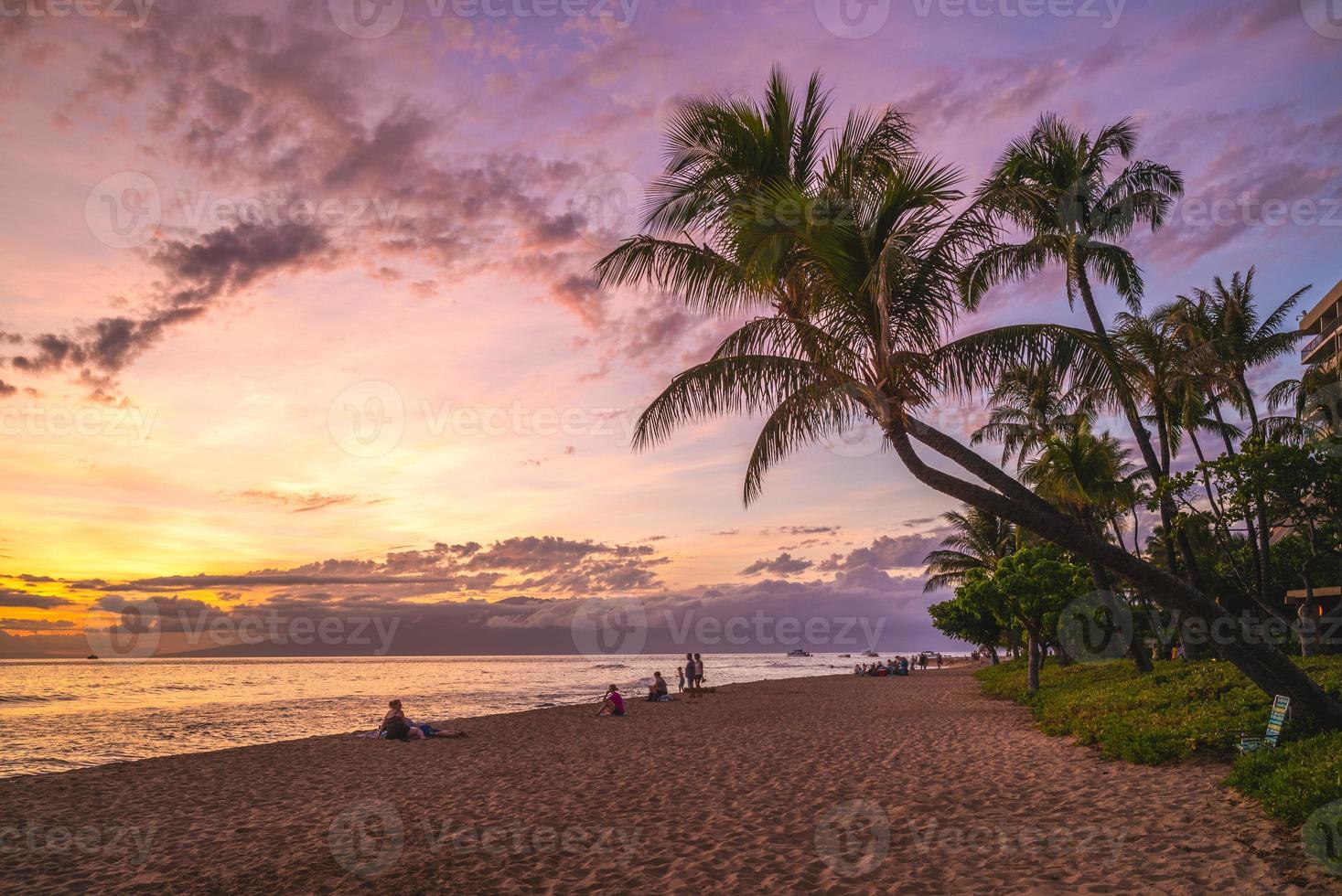 landskap vid kaanapali beach på maui island, hawaii, oss foto