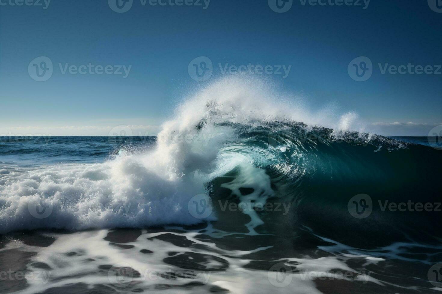 vatten blå flytande surfing krascha natur Vinka Häftigt hav hav. generativ ai. foto