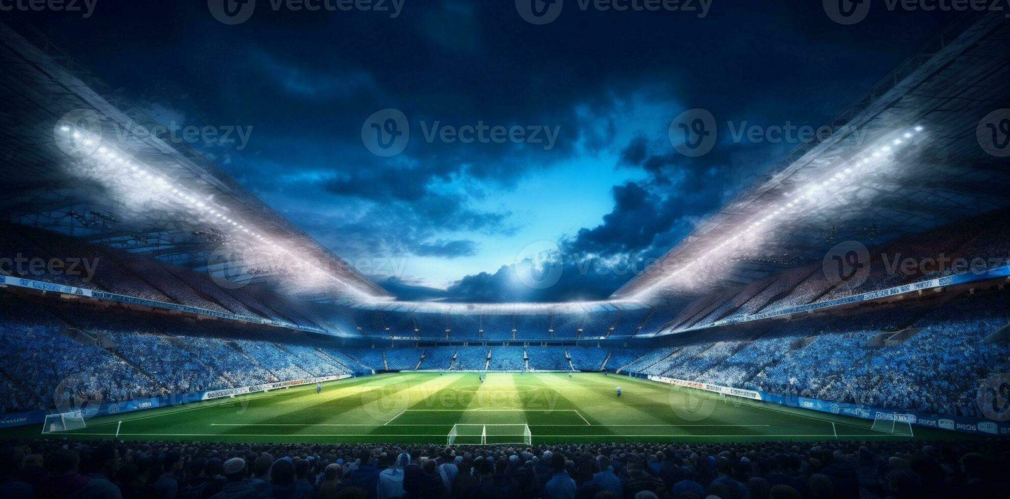 arena spel grön sport mål fotboll värld fotboll stadion ljus. generativ ai. foto