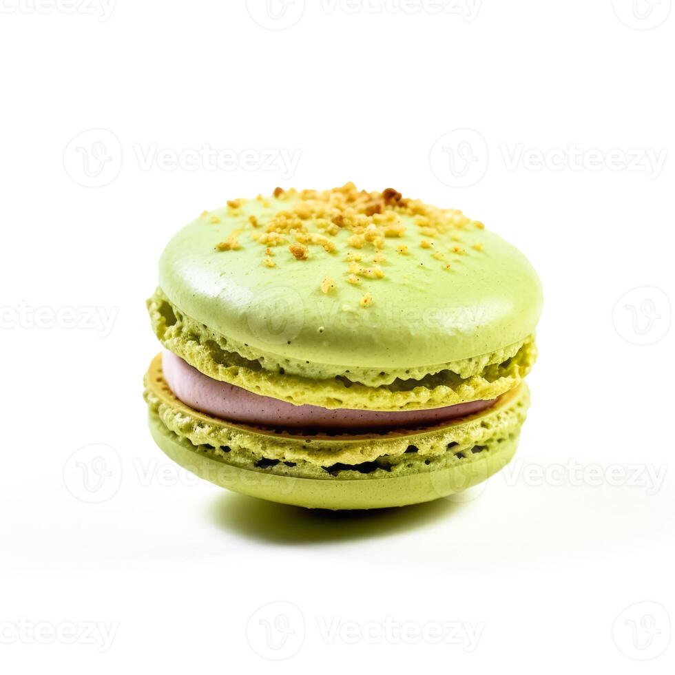 utsökt macarons isolerat på vit bakgrund, generativ ai foto