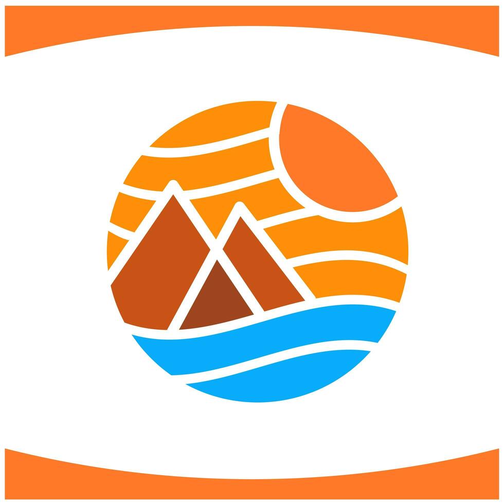 hav Sol berg linje abstrakt modern logotyp foto