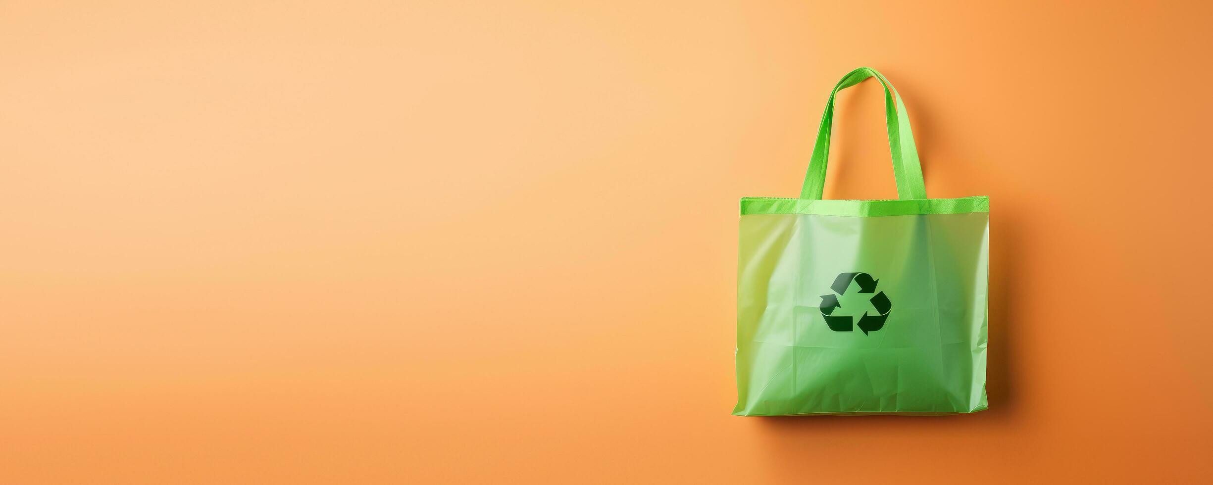 eco återvinna väska begrepp med kopia Plats, Nej plast väska, sluta använder sig av disponibel paket. generativ ai foto