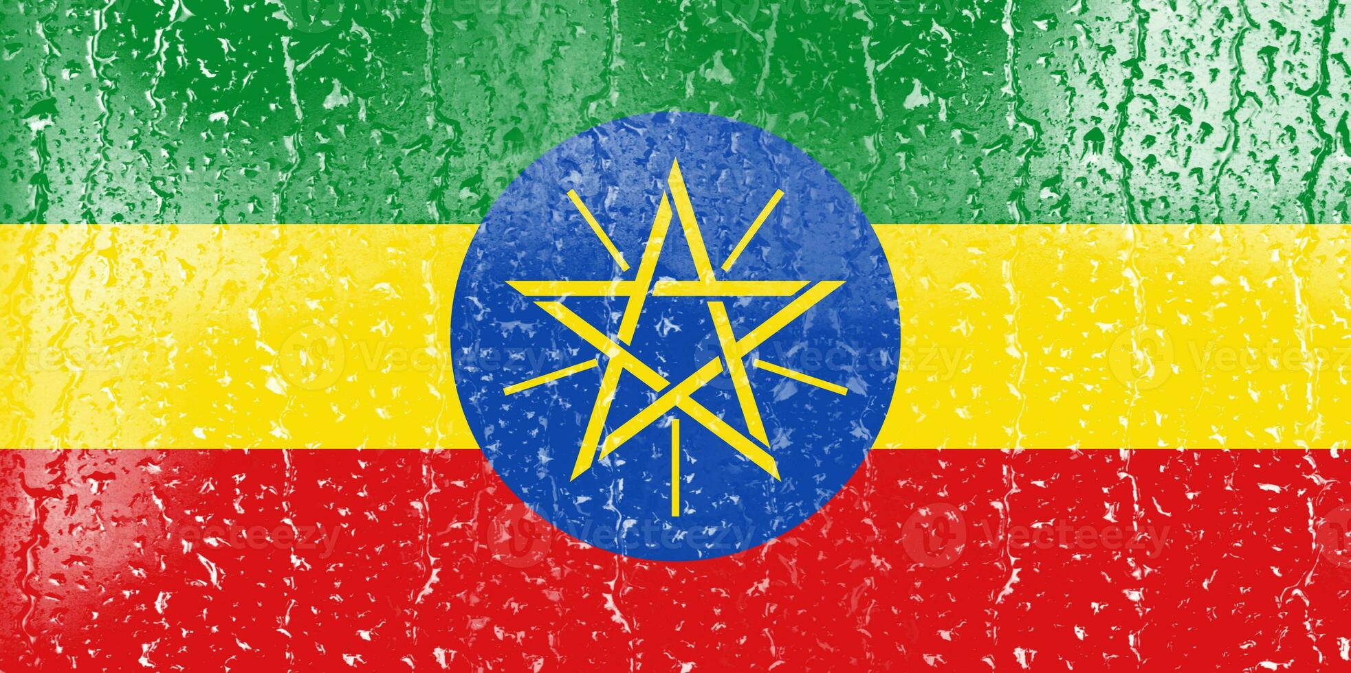 3d flagga av etiopien på en glas foto