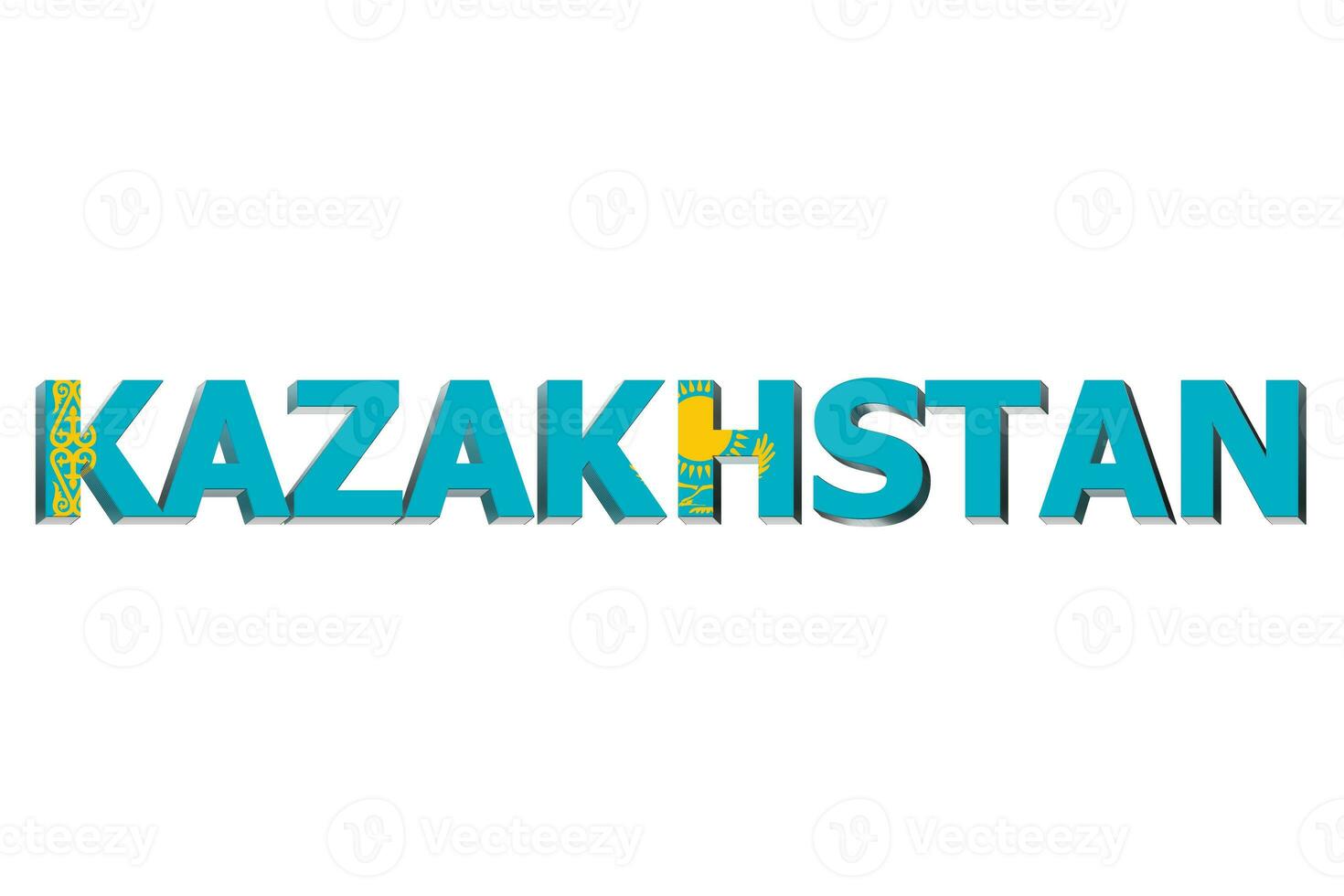 3d flagga av kazakhstan på en text bakgrund. foto