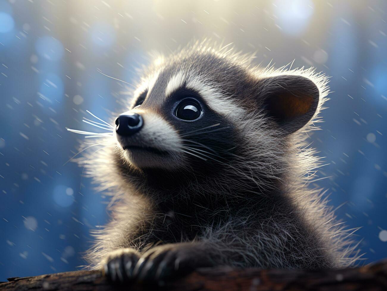 stänga upp skott av en söt bebis racoon foto