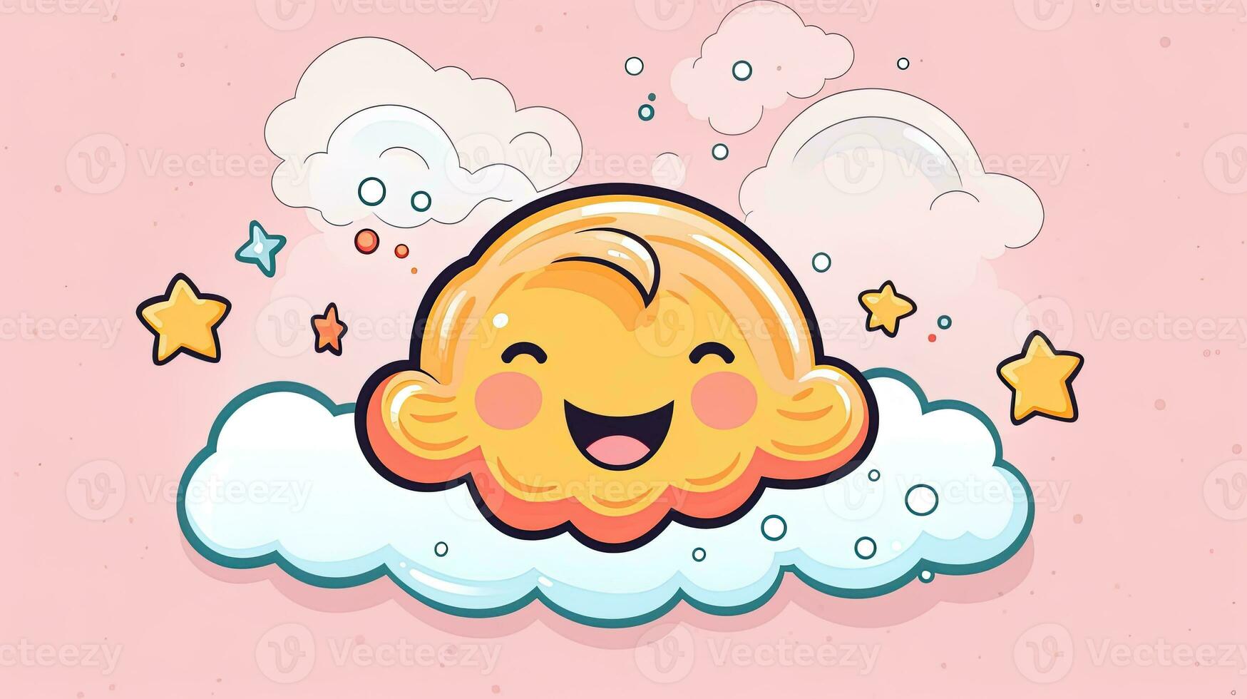 3d Lycklig moln emoji, genererad förbi ai foto