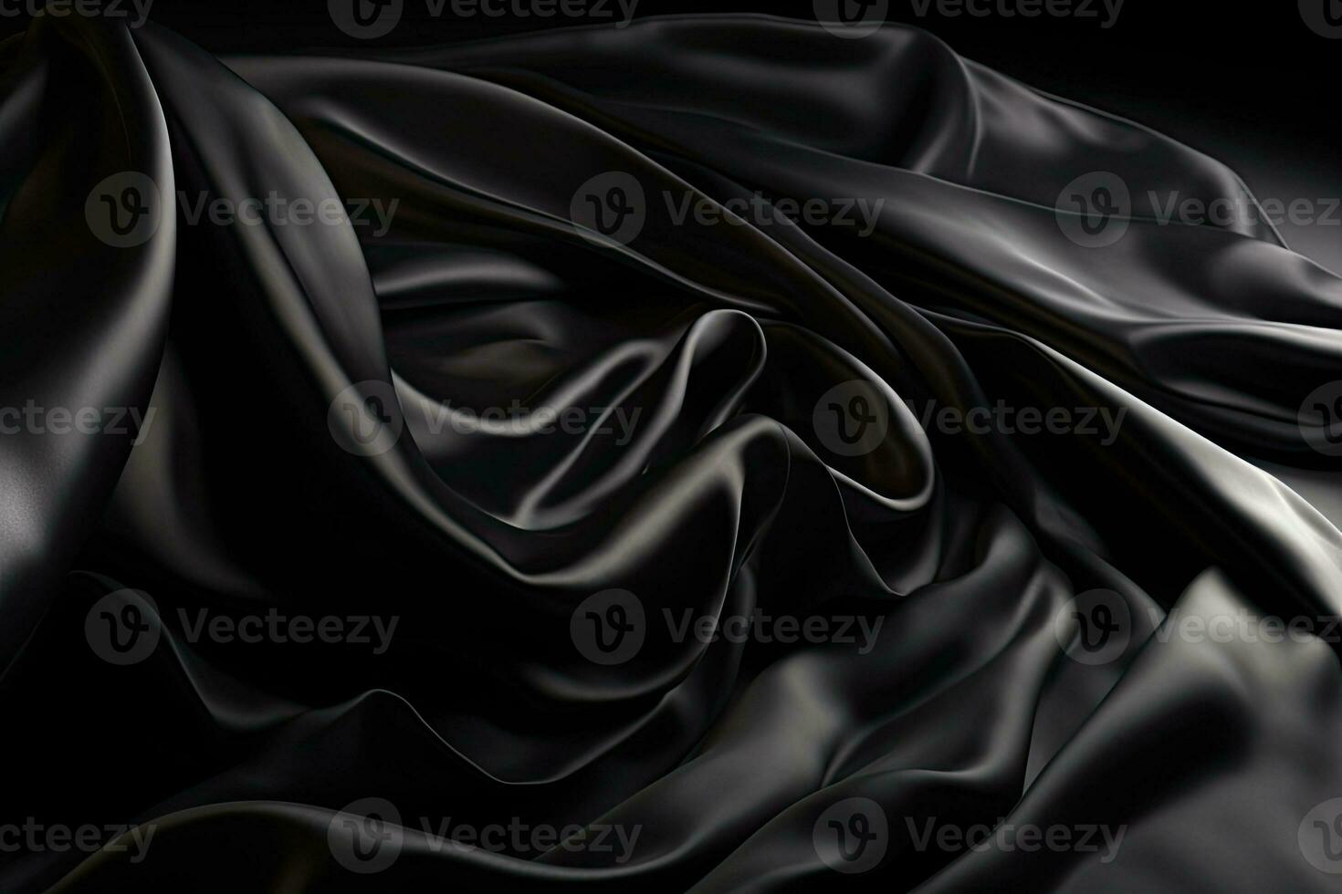 abstrakt svart slät silke bakgrund. satin elegant lyx tyg. skön mjuk veck på de yta av de tyg. generativ ai foto
