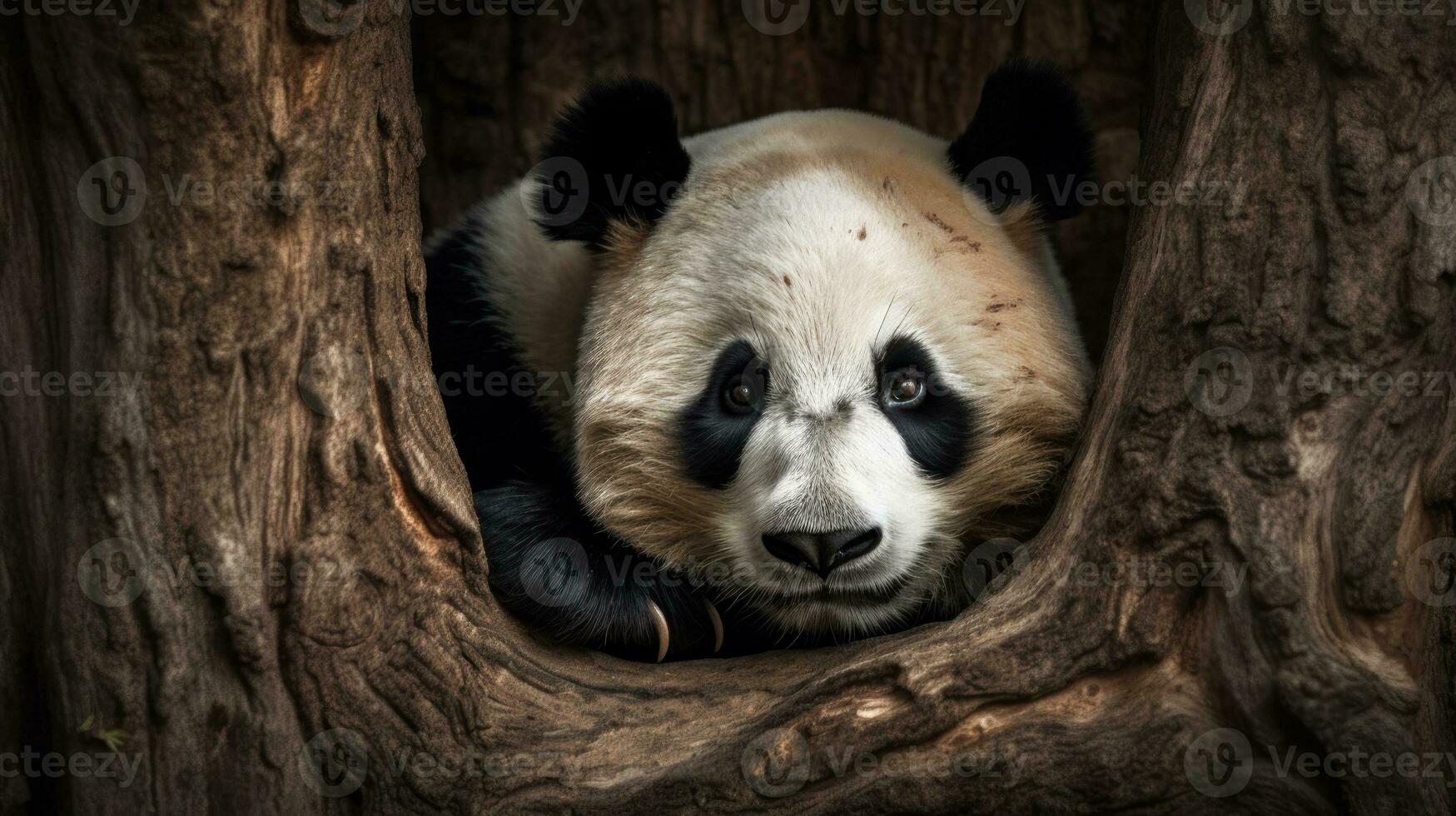 en jätte panda, lekfullt rullande mitt i de lång bambu stjälkar, dess infektiös energi dominerande de lugn trän foto