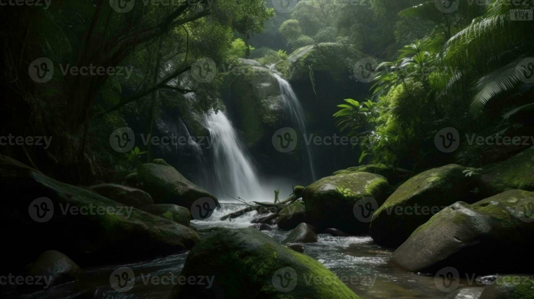 de cascading vattenfall i de hjärta av en regnskog foto