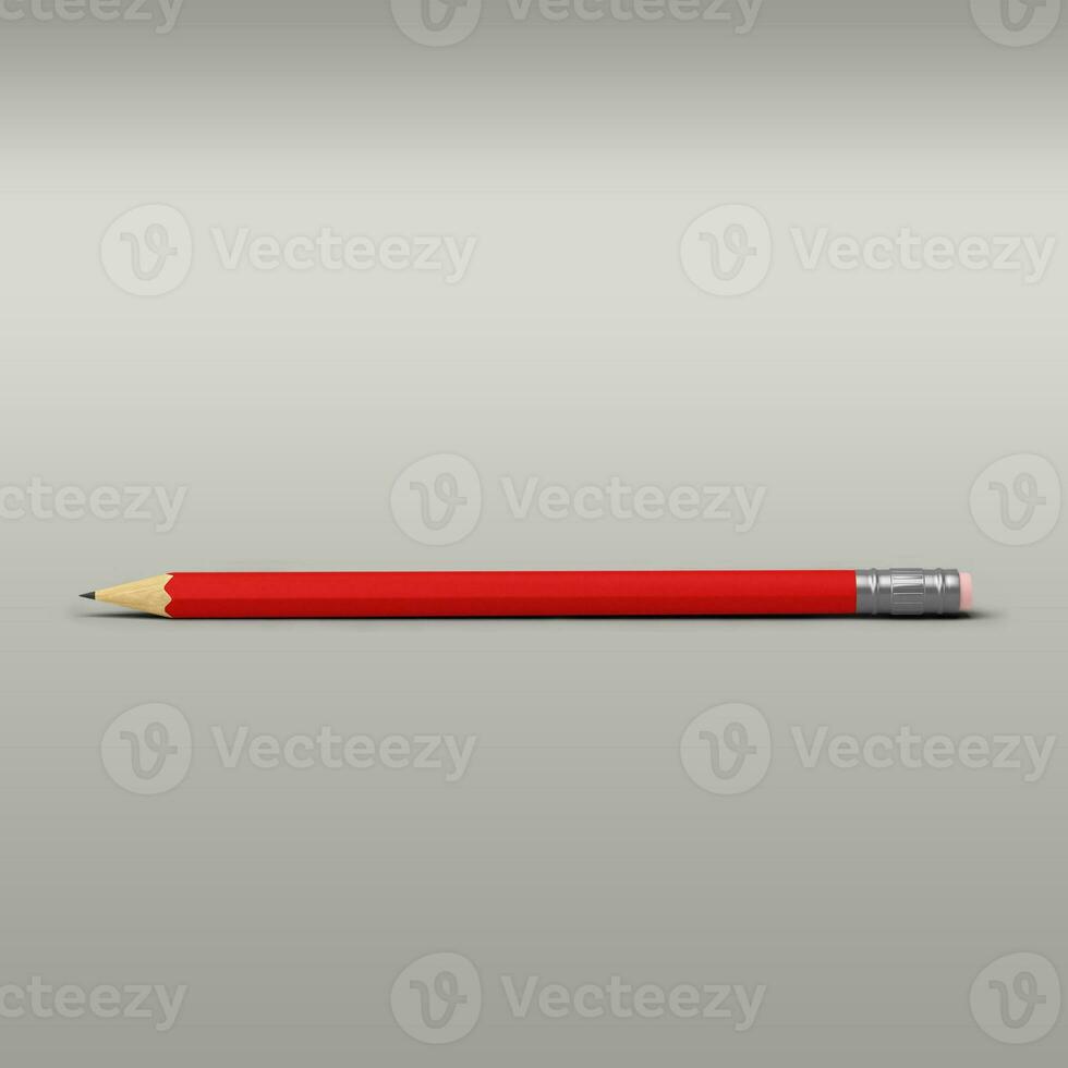 röd penna stor storlek med suddgummi verktyg isolerat på grå bakgrund. foto