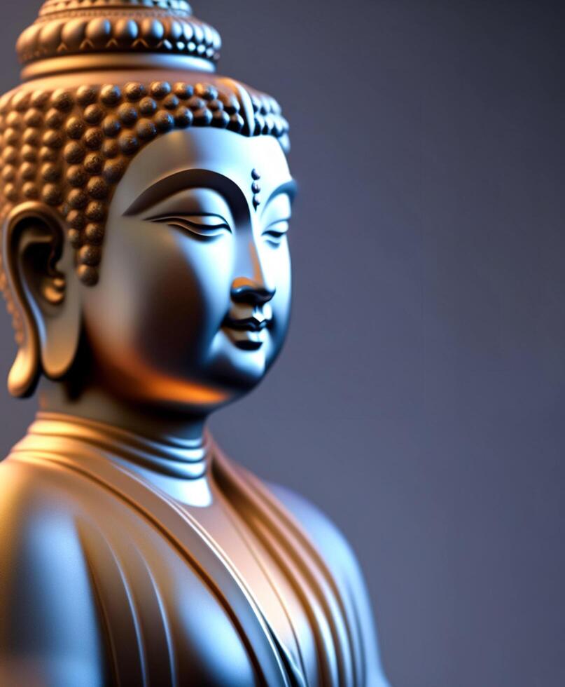 realistisk buddha staty hälsning Lycklig Vesak dag med negativ Plats foto