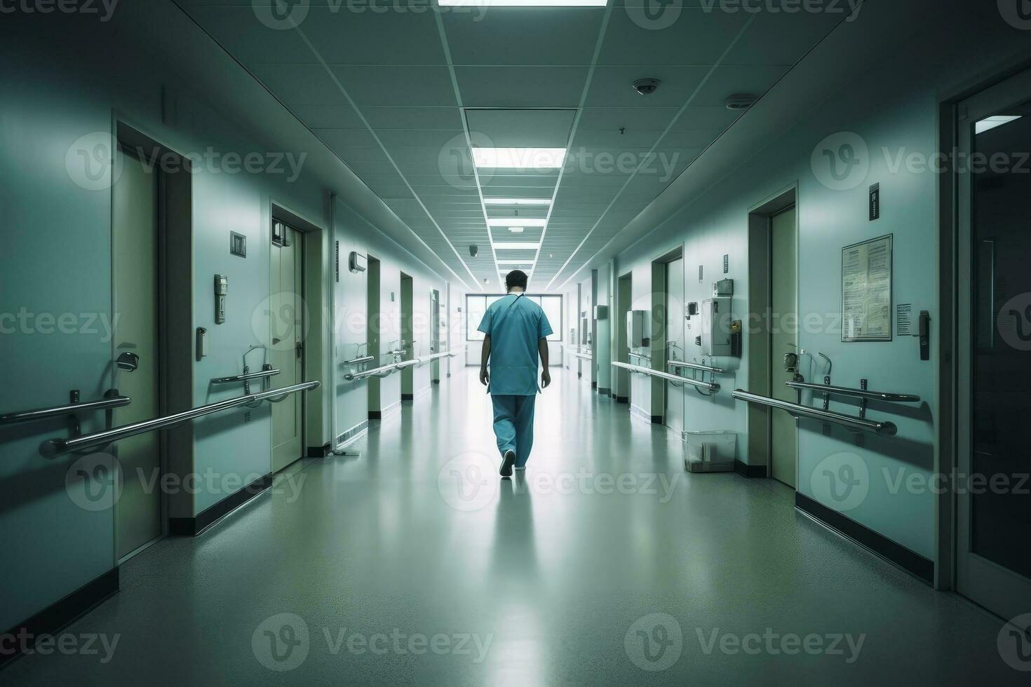 en manlig läkare i en sjukhus skapas med generativ ai teknologi. foto