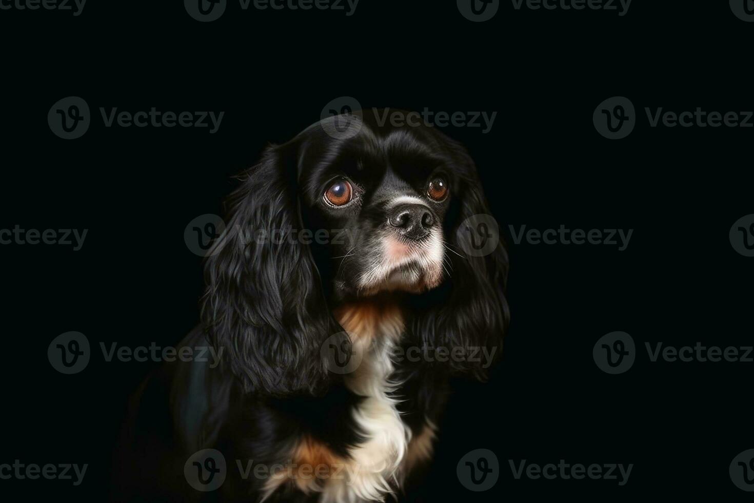 porträtt av en söt stolt kung charles spaniel hund skapas med generativ ai teknologi. foto