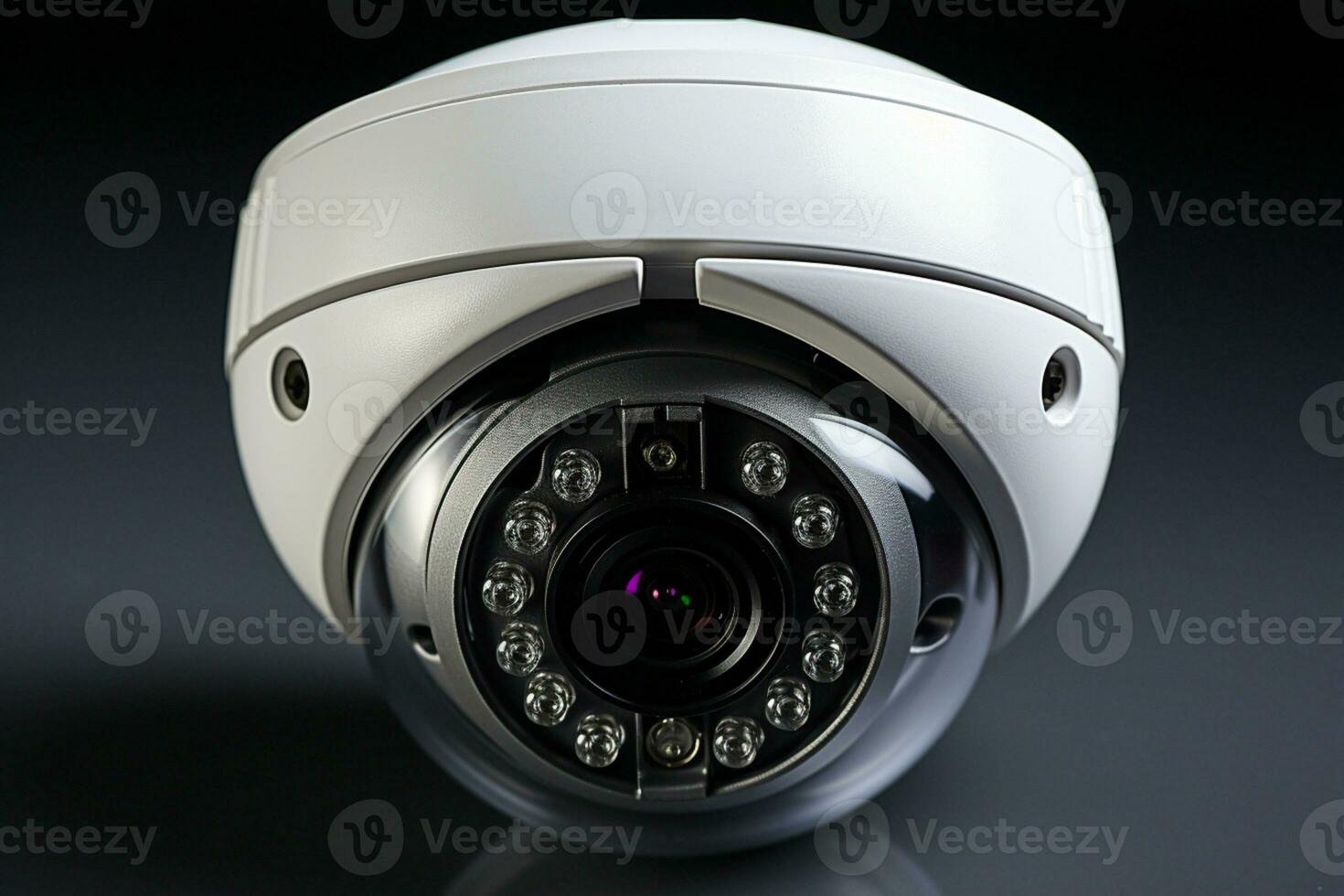 skyddande Kolla på, professionell vit säkerhet kameror funktion hologram glöd, bred baner ai genererad foto