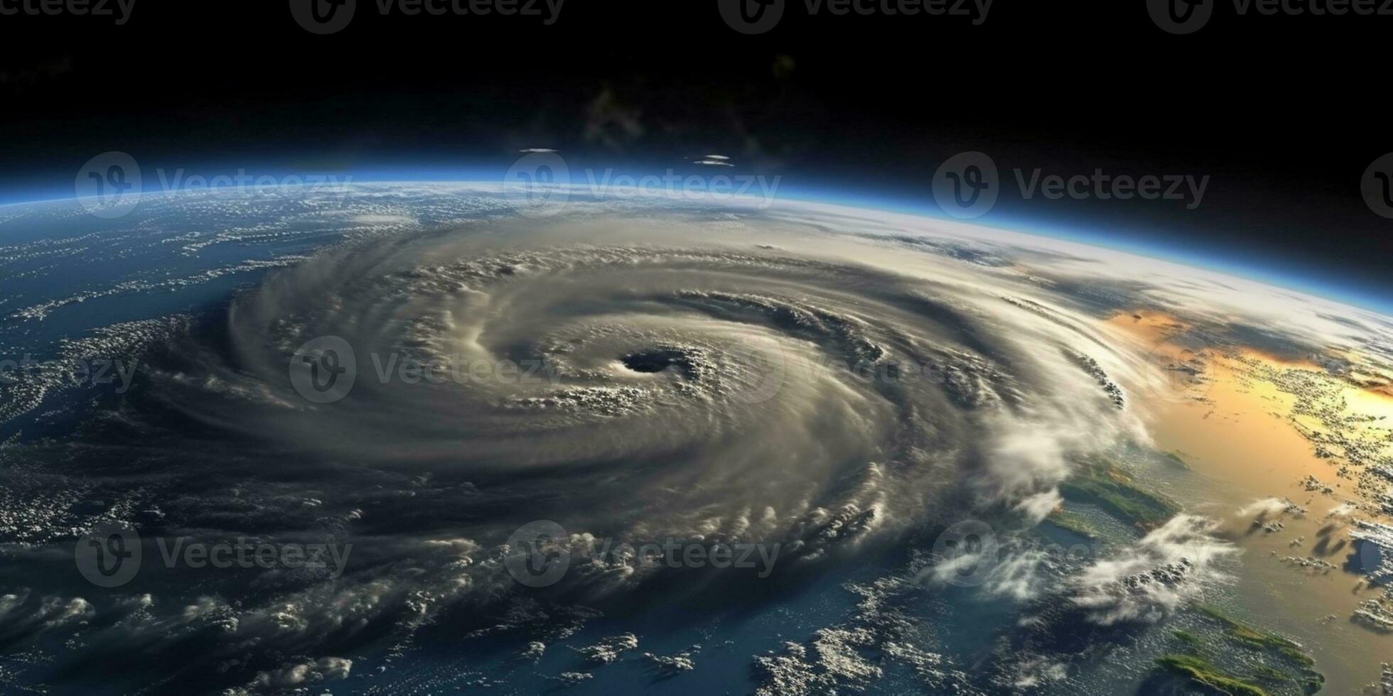 orkan av storm tropisk cyklon naturlig katastrof, ai genererad foto