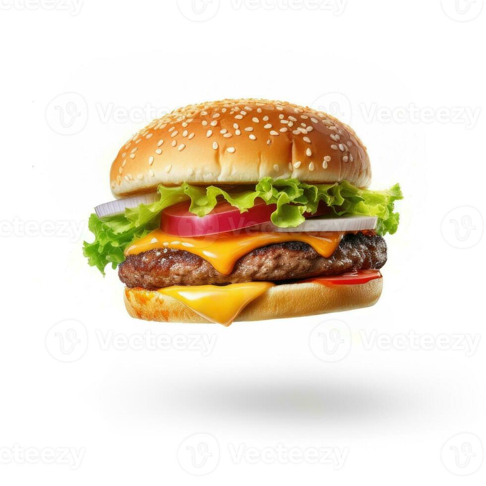 färsk gott burger isolerat på vit bakgrund. generativ ai foto