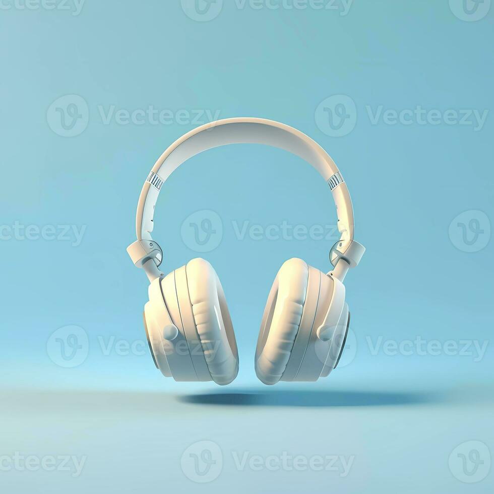 hörlurar för lyssnande musik tecknad serie illustration, ai genererad foto