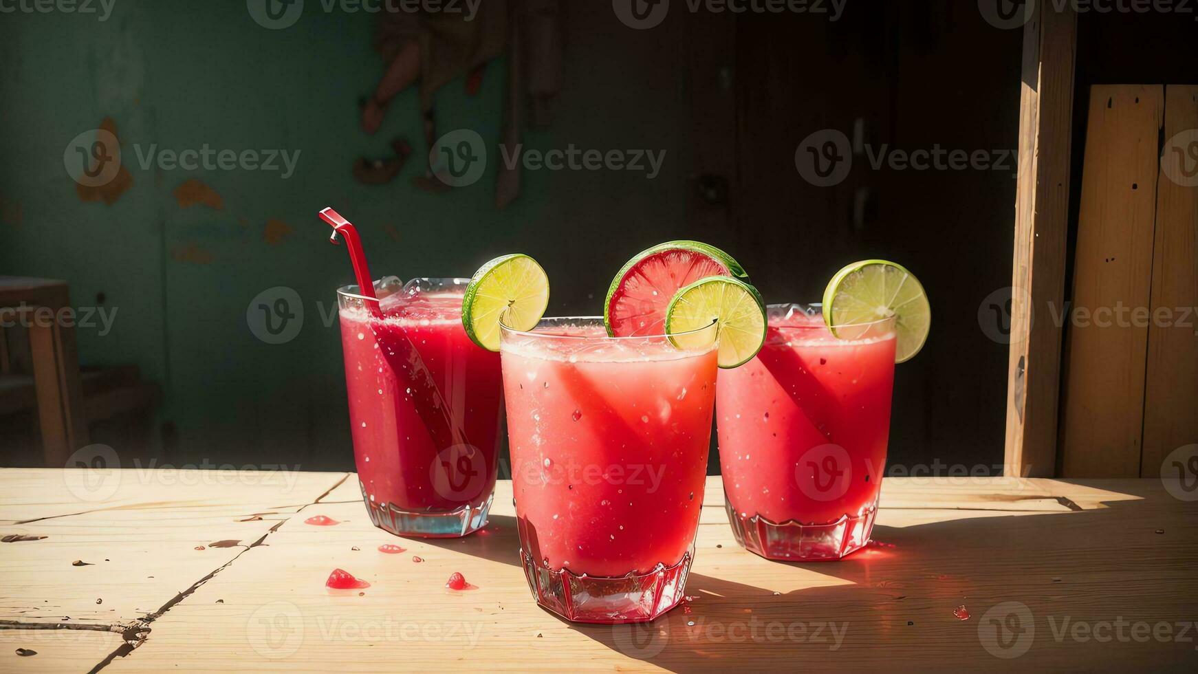 smutta av sommar vibrerande vattenmelon juice. ai genererad. foto