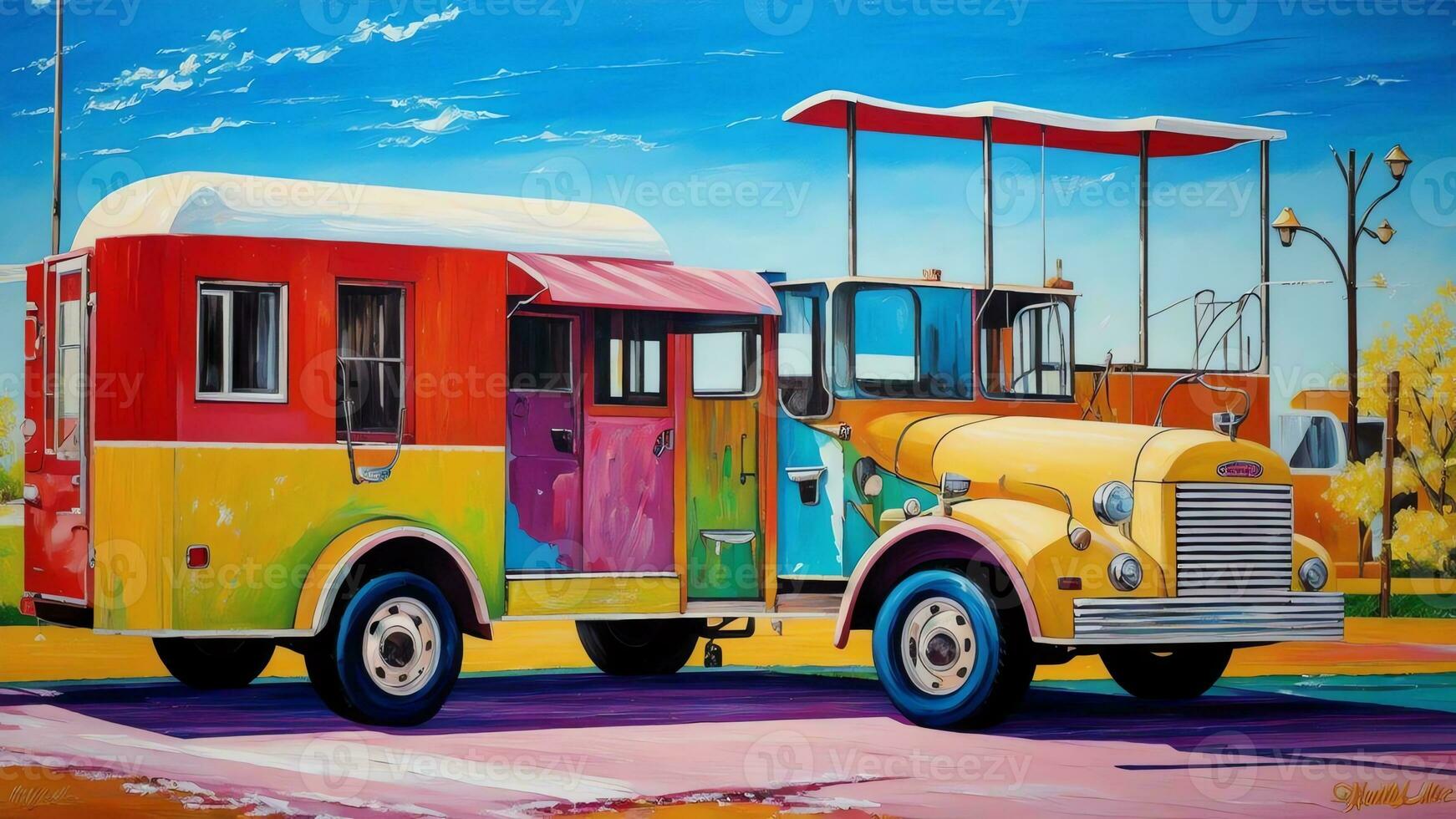 nostalgisk glädjer nedsänkning i nationell creamsicle dag med ett olja målning av ett is grädde lastbil. ai genererad. foto