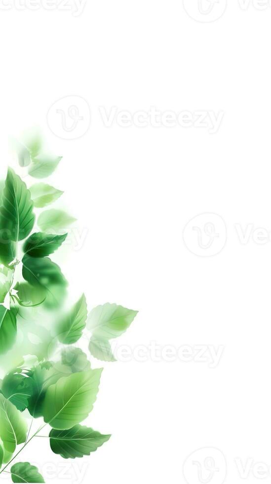 grön löv isolerat på vit. grön naturlig löv på vit bakgrund. ai genererad foto