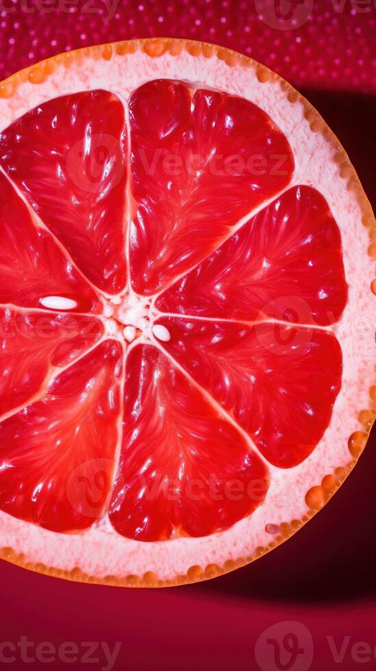 skiva av grapefrukt. röd grapefrukt bakgrund. sammansättning av halv orange. foto